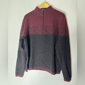 Neve Designs Large‎ Fair Isle Mock Neck 1/4 Zip Burgundy Black